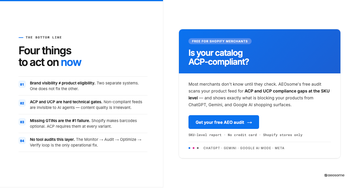 AEOsome free ACP and UCP compliance audit for Shopify product feeds