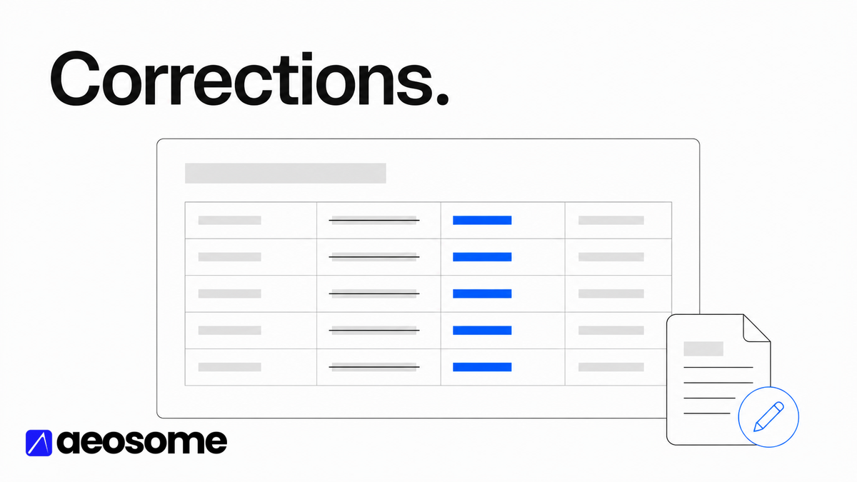 Text graphic reading Chapter 6, corrections and what changed, AI Shopping Visibility Study 2026, on an AEOsome electric-blue gradient.